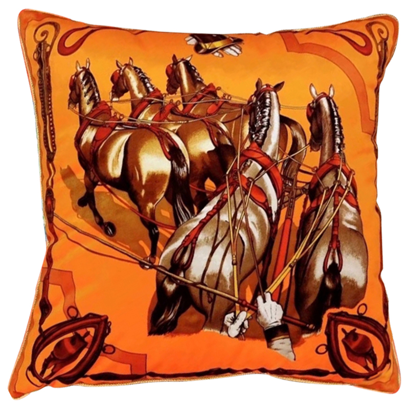 Декоративная подушка Hermes Horse 112 Оранжевый Декоративная подушка Hermes Horse 112 Оранжевый в Липецке | Loft Concept