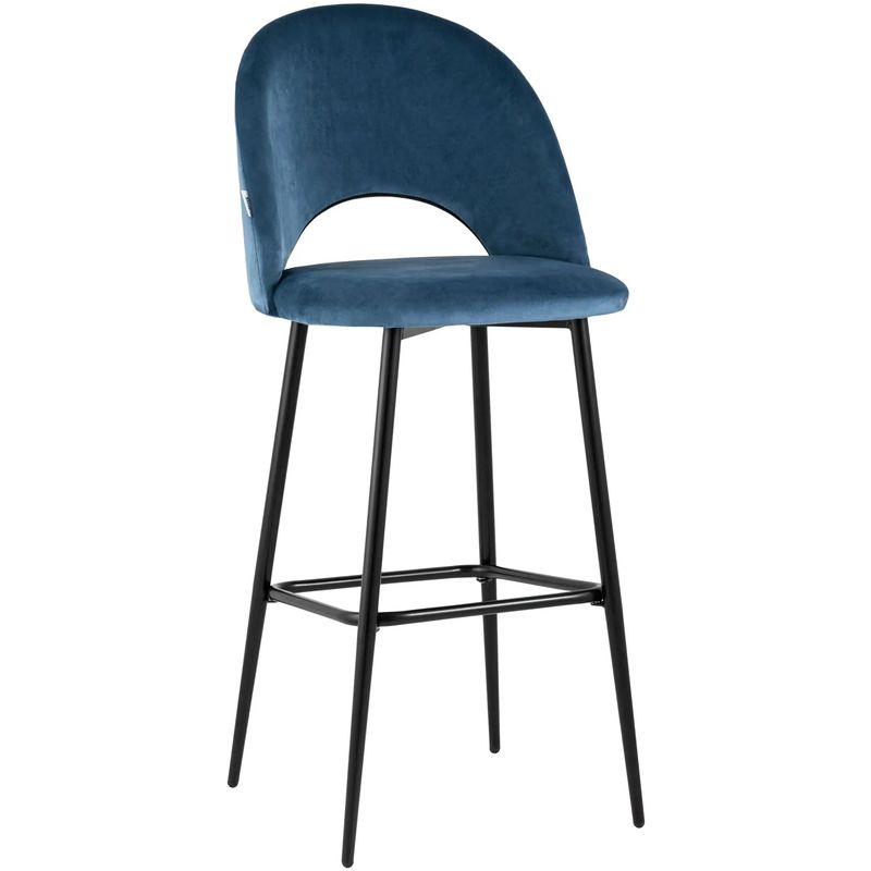 Барный Стул CLIFF Chair Синий Велюр Синий Черный Барный Стул CLIFF Chair Синий Велюр Синий Черный в Липецке | Loft Concept