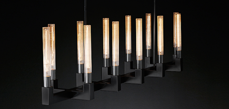 Люстра RH CANELLE Linear Chandelier 12 Modern Black Люстра RH CANELLE Linear Chandelier 12 Modern Black - Loft-Concept в Липецке