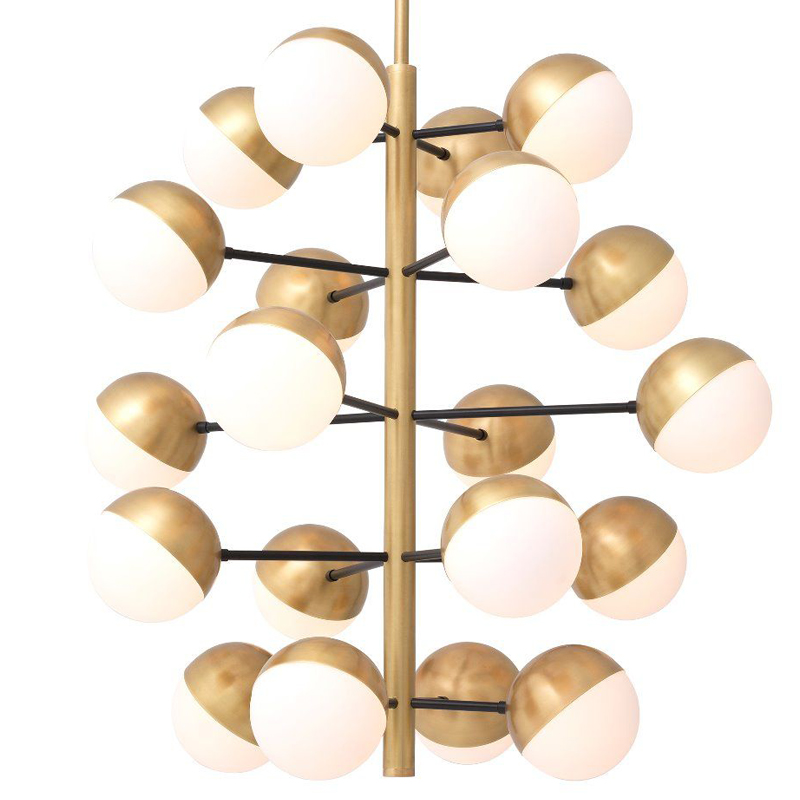 Люстра Eichholtz Chandelier Cona L Латунь Античная полированная Белое матовое стекло Черный Люстра Eichholtz Chandelier Cona L Латунь Античная полированная Белое матовое стекло Черный в Липецке | Loft Concept