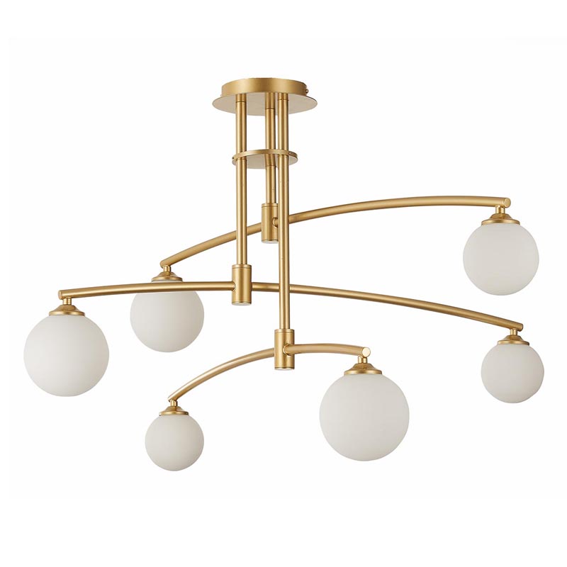 Люстра Glendon Chandelier 6 Balls Золотой Белый Люстра Glendon Chandelier 6 Balls Золотой Белый в Липецке | Loft Concept