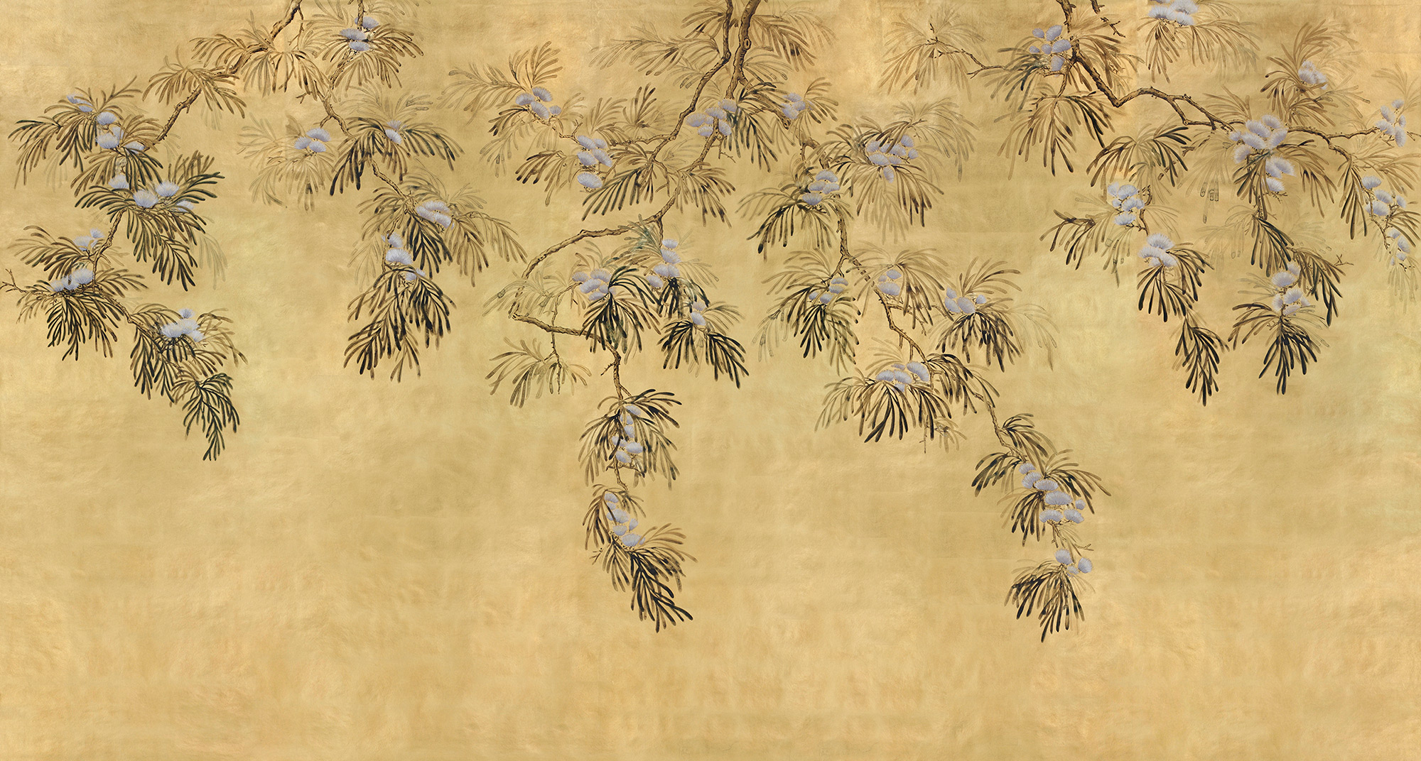 Обои ручная роспись Silk Tree Original colourway on Gold Bullion gilded paper Обои ручная роспись Silk Tree Original colourway on Gold Bullion gilded paper - постер Loft-Concept в Липецке