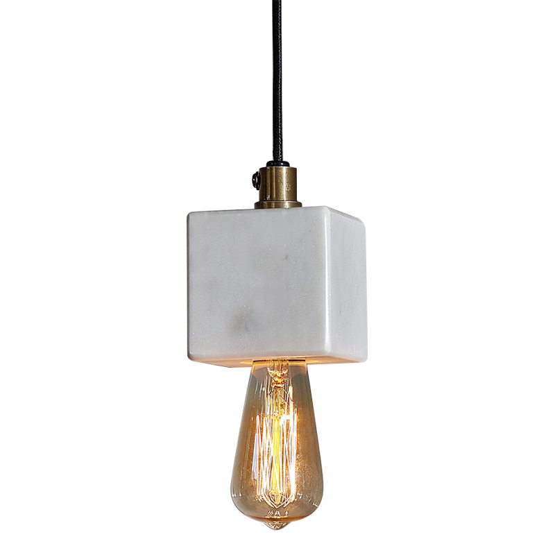 Подвесной светильник Shaw Cube Marble Hanging Lamp Черный Белый Мрамор Bianco Подвесной светильник Shaw Cube Marble Hanging Lamp Черный Белый Мрамор Bianco в Липецке | Loft Concept