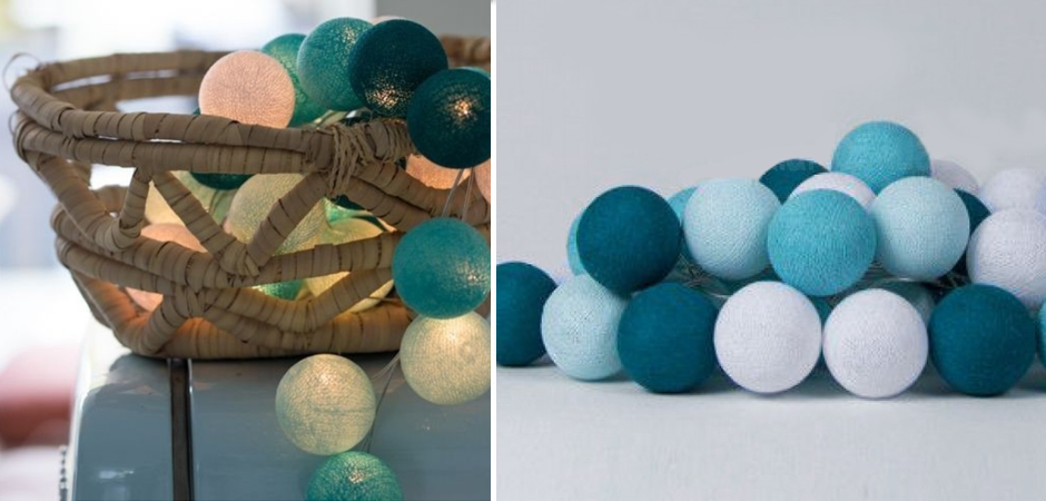 Гирлянда хлопковые фонарики Сotton Ball Aqua - Loft-Concept в Липецке