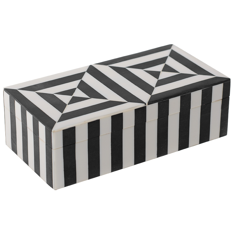 Шкатулка Squares Bone Inlay Box Черно-белый Шкатулка Squares Bone Inlay Box Черно-белый в Липецке | Loft Concept
