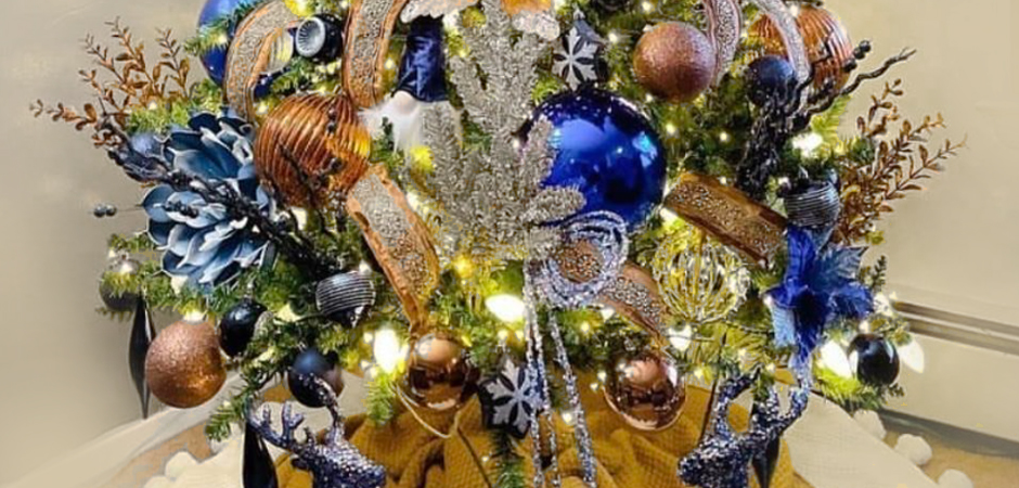 Дизайнерская Ель Синие Цветы Christmas tree Blue flowers Дизайнерская Ель Синие Цветы Christmas tree Blue flowers - Loft-Concept в Липецке