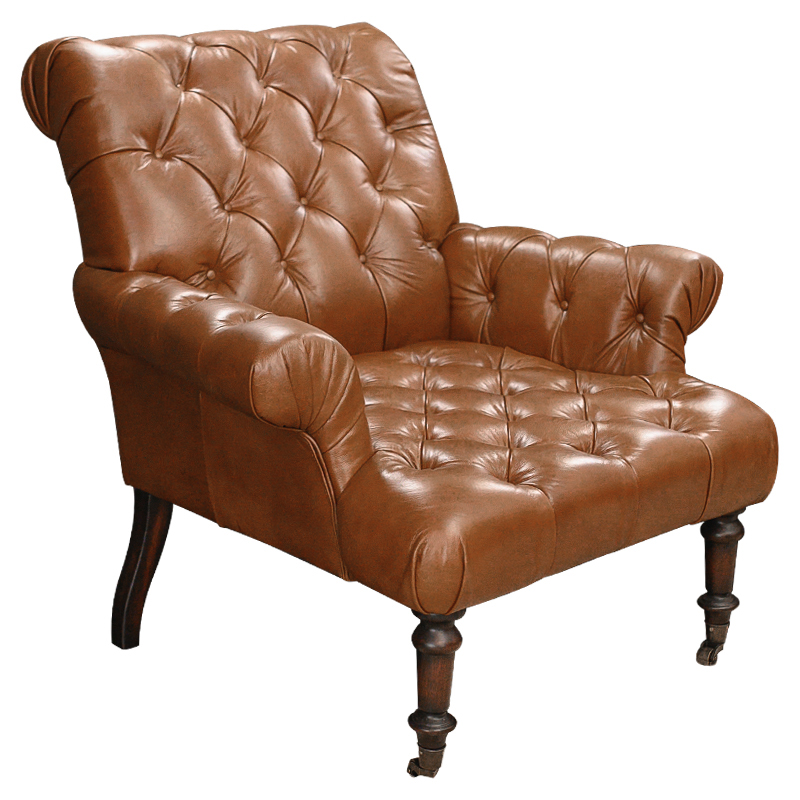 Кресло кожаное Bastien Leather Brown Armchair Коричневый Кресло кожаное Bastien Leather Brown Armchair Коричневый в Липецке | Loft Concept