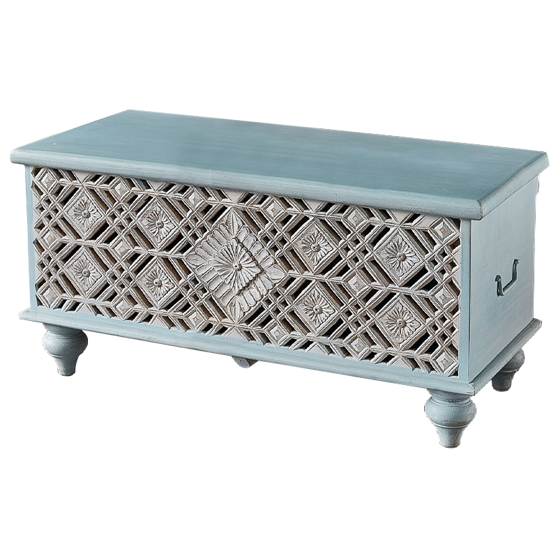 Сундук резной Vimal Carved Wood Chest Голубой Белый Сундук резной Vimal Carved Wood Chest Голубой Белый в Липецке | Loft Concept