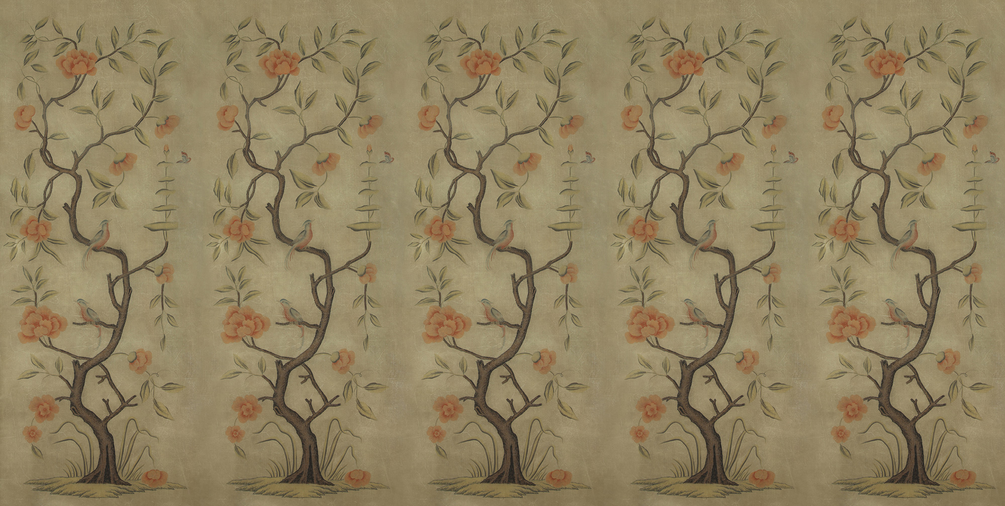 Обои ручная роспись Gustavian Tree of Life Special Colourway on brown Williamsburg Обои ручная роспись Gustavian Tree of Life Special Colourway on brown Williamsburg - постер Loft-Concept в Липецке