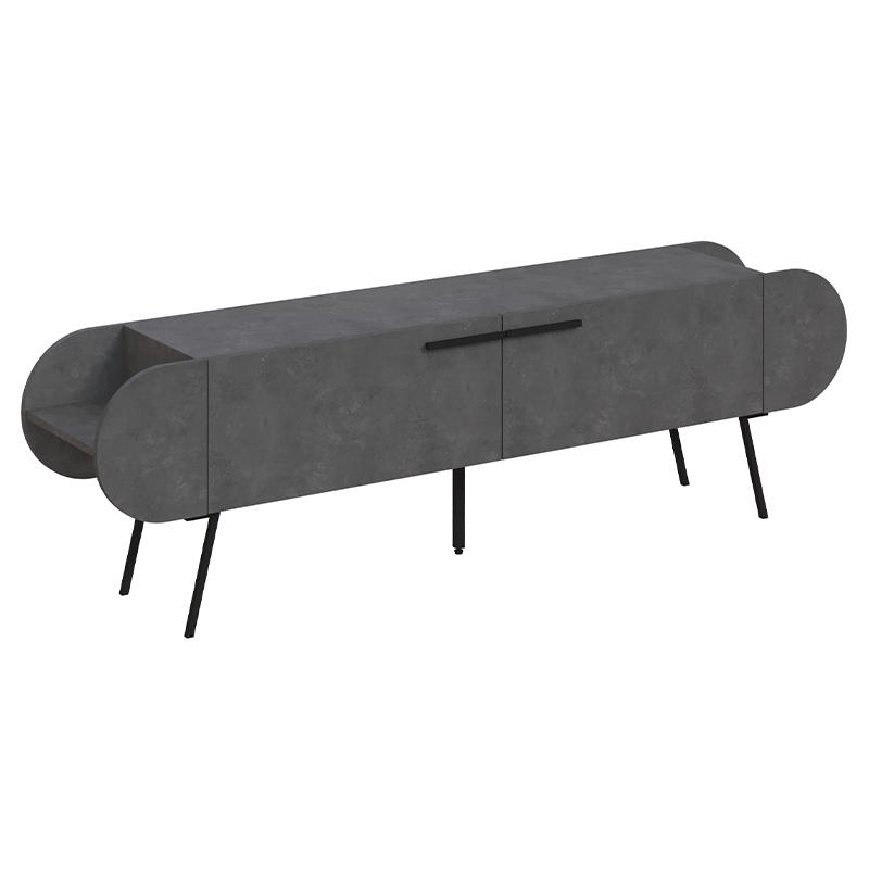 ТВ-тумба серая с 2-мя откидными дверцами и 2-мя открытыми полками CAPSULE TV STAND RETRO GREY Серый Черный ТВ-тумба серая с 2-мя откидными дверцами и 2-мя открытыми полками CAPSULE TV STAND RETRO GREY Серый Черный в Липецке | Loft Concept