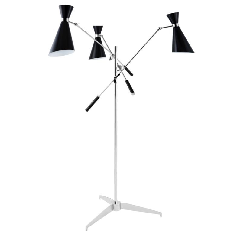 Торшер Stanley FLOR LAMP Черный Хром Торшер Stanley FLOR LAMP Черный Хром в Липецке | Loft Concept