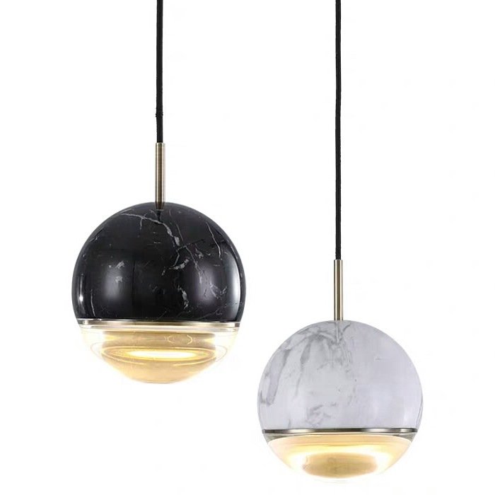 Подвесной светильник Marble Ball Черный Белый в Липецке | Loft Concept 