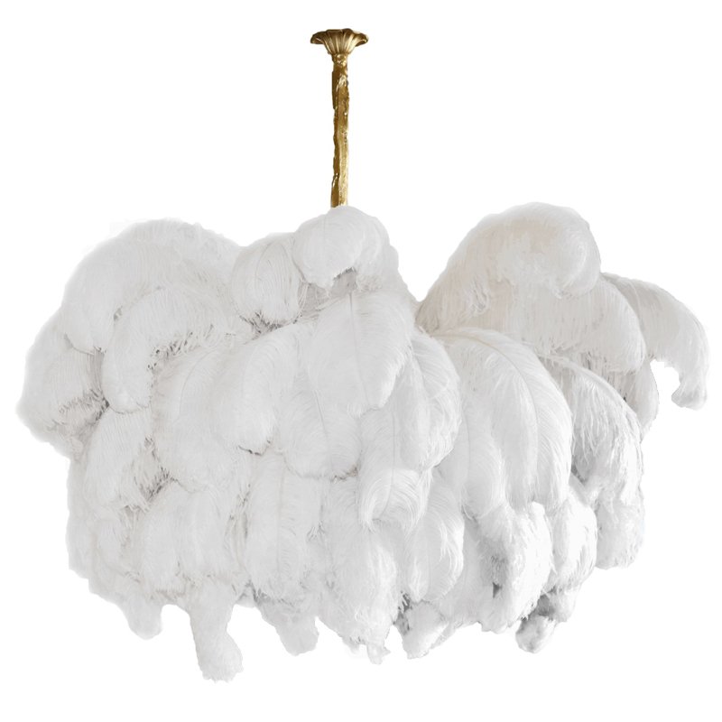 Люстра из страусиных перьев Extra Large Feather Chandelier GRAND TOUR Розовый пастельный Белый Серый Бежевый Латунь Люстра из страусиных перьев Extra Large Feather Chandelier GRAND TOUR Розовый пастельный Белый Серый Бежевый Латунь в Липецке | Loft Concept