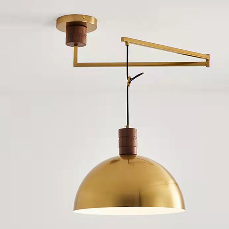 Подвесной светильник с настраиваемой высотой Deysi Dome Brass Латунь в Липецке | Loft Concept 
