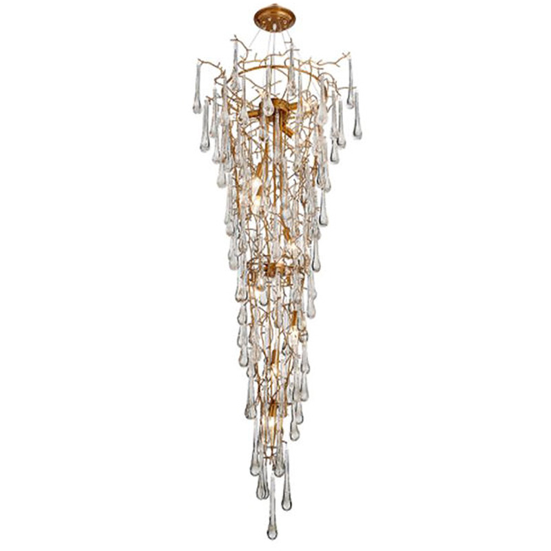 Люстра Waterfall Chandelier Crystal Drops Золотой Прозрачный Люстра Waterfall Chandelier Crystal Drops Золотой Прозрачный в Липецке | Loft Concept