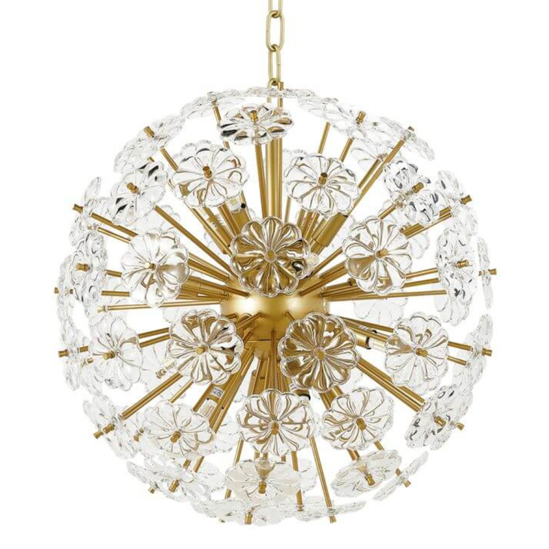 Люстра Glass Flowers Sputnik Chandelier D 48 матовое золото Прозрачное Стекло Люстра Glass Flowers Sputnik Chandelier D 48 матовое золото Прозрачное Стекло в Липецке | Loft Concept