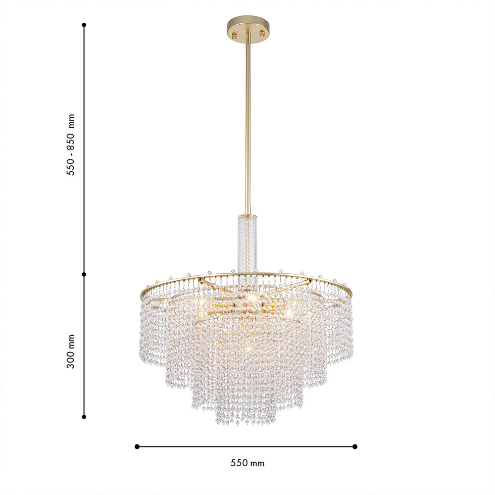 Люстра многоярусная с каскадами кристаллов Crystal Rains в Липецке