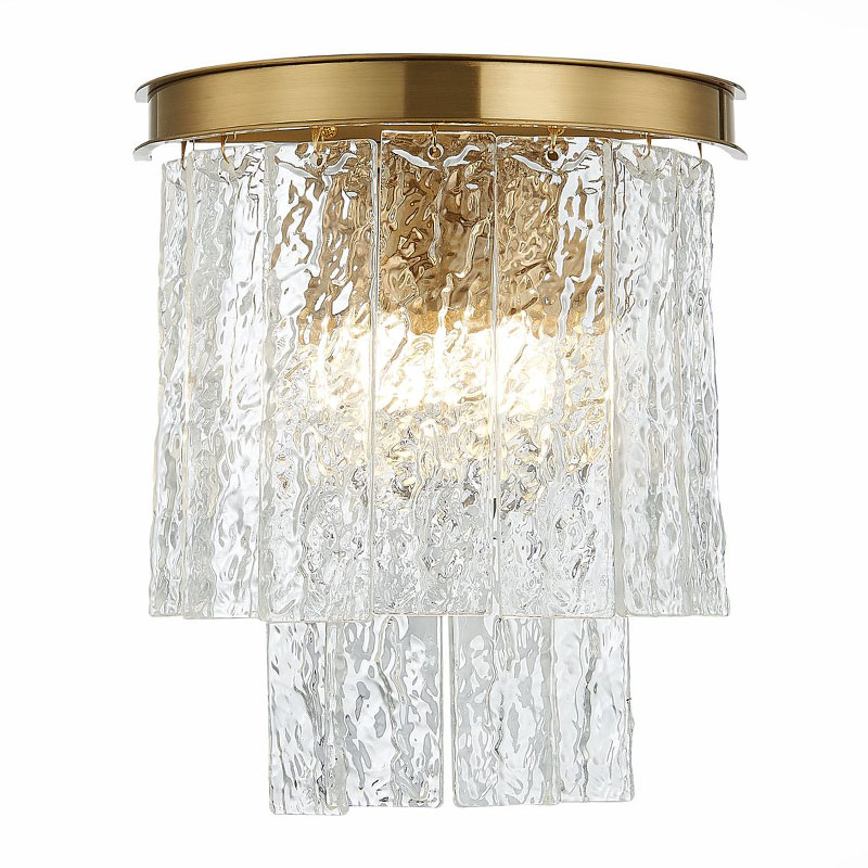 Бра Renea Textured Glass Wall Lamp Brass Латунь Прозрачное Стекло Бра Renea Textured Glass Wall Lamp Brass Латунь Прозрачное Стекло в Липецке | Loft Concept