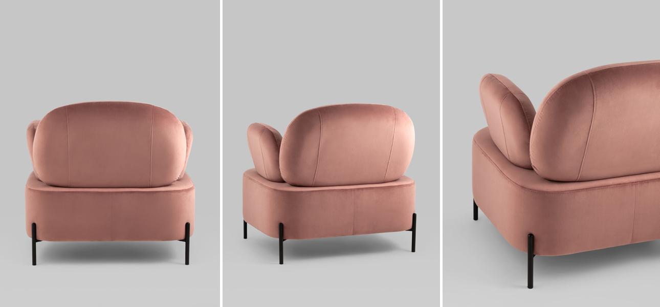 Кресло Color Block пыльно-розовый велюр - фото №1