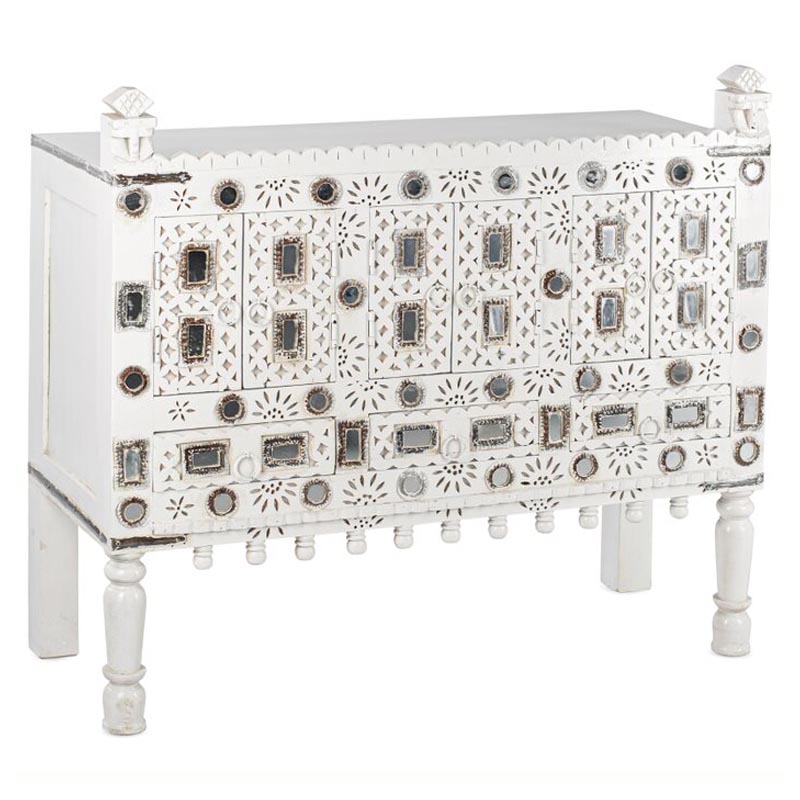 Комод в восточном стиле Indian Bone Inlay Chest of Drawers Белый Белый Комод в восточном стиле Indian Bone Inlay Chest of Drawers Белый Белый в Липецке | Loft Concept