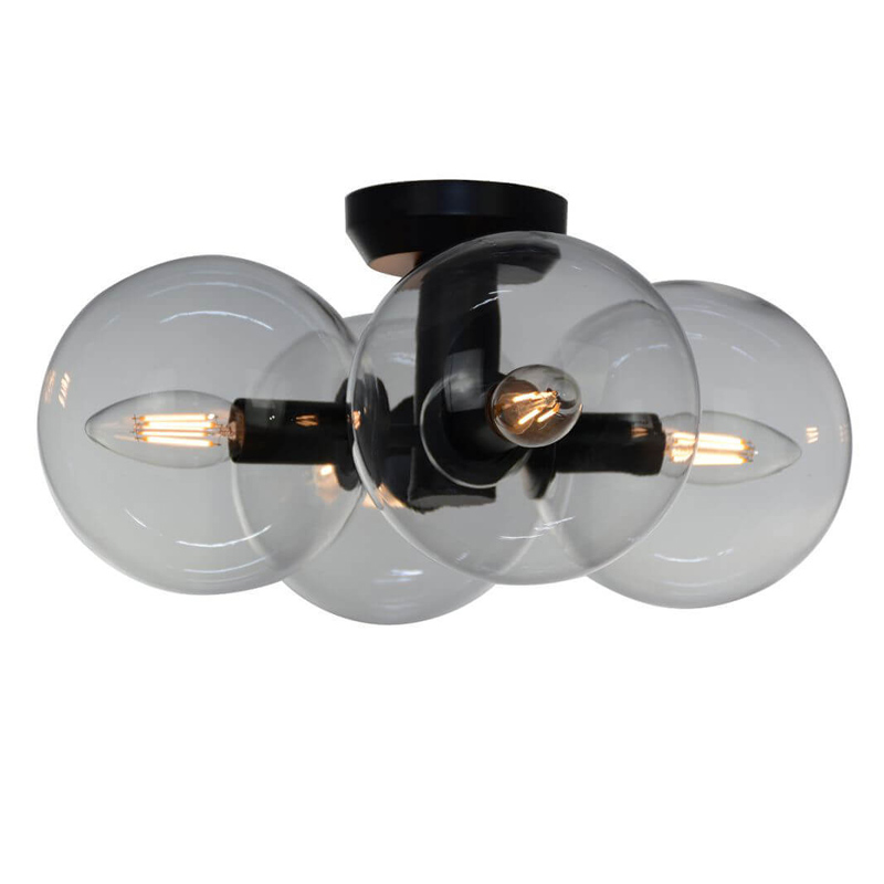 Потолочный светильник Modo 4 Globes Ceiling Lamp 30 Черный Прозрачное Стекло Потолочный светильник Modo 4 Globes Ceiling Lamp 30 Черный Прозрачное Стекло в Липецке | Loft Concept