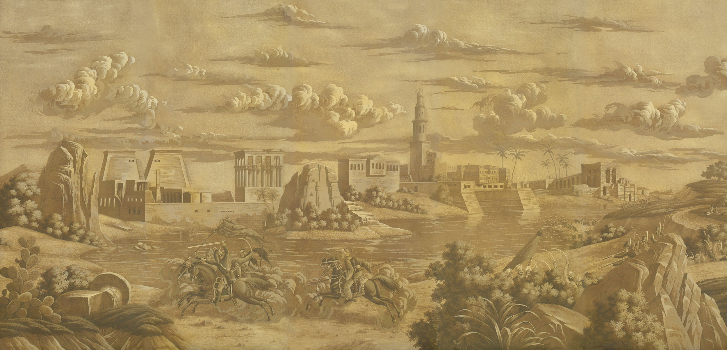 Обои ручная роспись Napoleon's Campaign in Egypt Sepia on antique scenic Xuan paper Обои ручная роспись Napoleon's Campaign in Egypt Sepia on antique scenic Xuan paper - постер Loft-Concept в Липецке