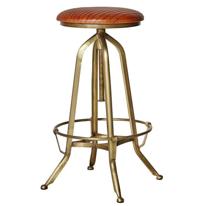 Барный стул Roller Bar Stool Коричневый Золотой Барный стул Roller Bar Stool Коричневый Золотой в Липецке | Loft Concept