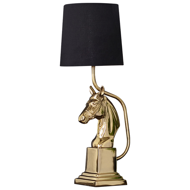 Настольная лампа с абажуром Lampshade Horse Sculpture Gold Черный Глянцевое золото Настольная лампа с абажуром Lampshade Horse Sculpture Gold Черный Глянцевое золото в Липецке | Loft Concept
