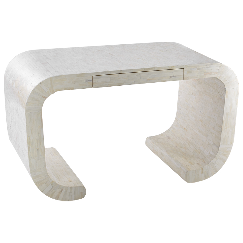 Стол рабочий Bone Inlay Table white Белый Бежевый Стол рабочий Bone Inlay Table white Белый Бежевый в Липецке | Loft Concept