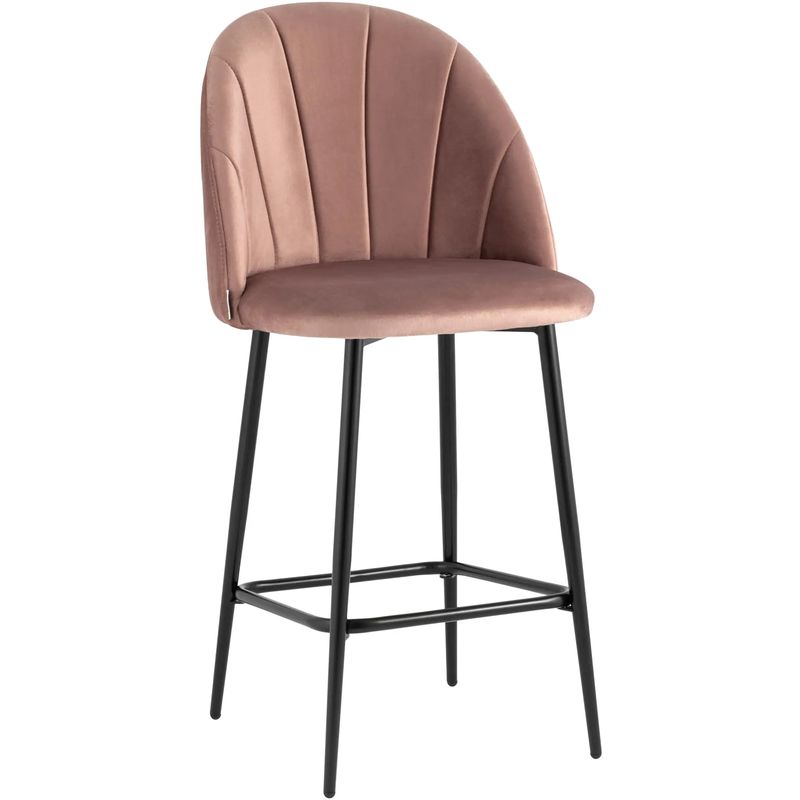 Барный Стул Balsari S Chair Пыльно-Розовый Велюр Розовый пастельный Черный Барный Стул Balsari S Chair Пыльно-Розовый Велюр Розовый пастельный Черный в Липецке | Loft Concept