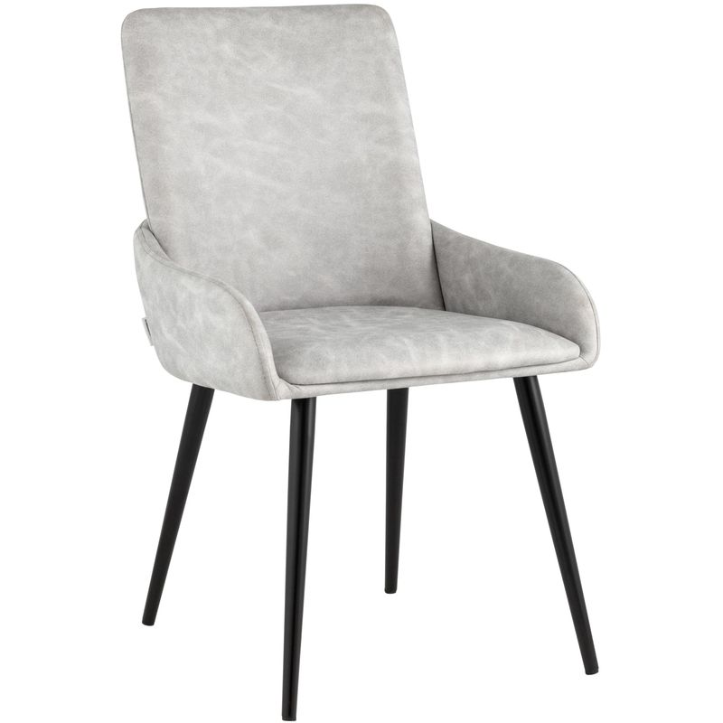 Стул Munchen Chair Светло-Серая Искусственная Замша Светло-серый Черный Стул Munchen Chair Светло-Серая Искусственная Замша Светло-серый Черный в Липецке | Loft Concept