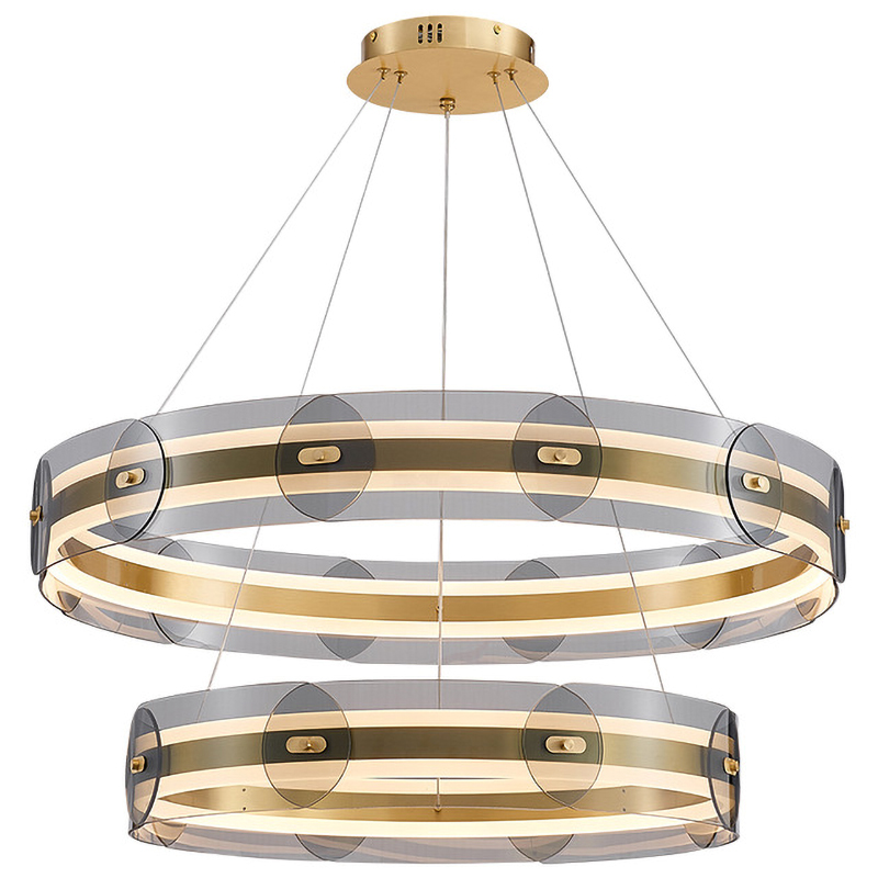 Люстра Gold 2 ring horizontal chandelier Прозрачный Латунь Люстра Gold 2 ring horizontal chandelier Прозрачный Латунь в Липецке | Loft Concept