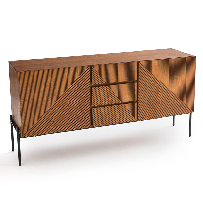 Комод с геометрическим рисунком Anders Chest of drawers с 3-мя ящиками и 2-мя дверцами Темный дуб Комод с геометрическим рисунком Anders Chest of drawers с 3-мя ящиками и 2-мя дверцами Темный дуб в Липецке | Loft Concept