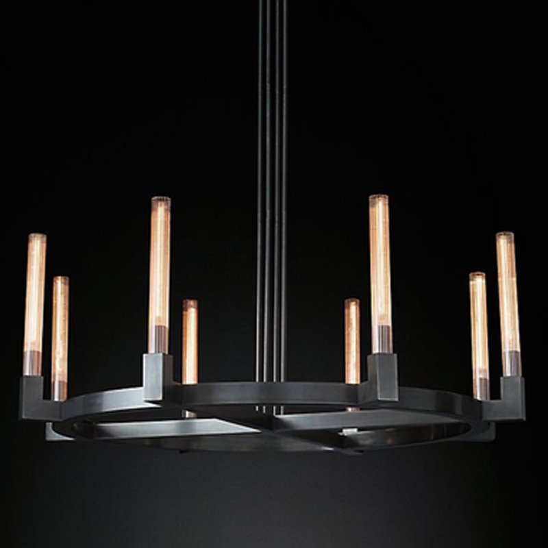 Люстра RH CANELLE Round Chandelier 8 Modern Black Черный Люстра RH CANELLE Round Chandelier 8 Modern Black Черный в Липецке | Loft Concept