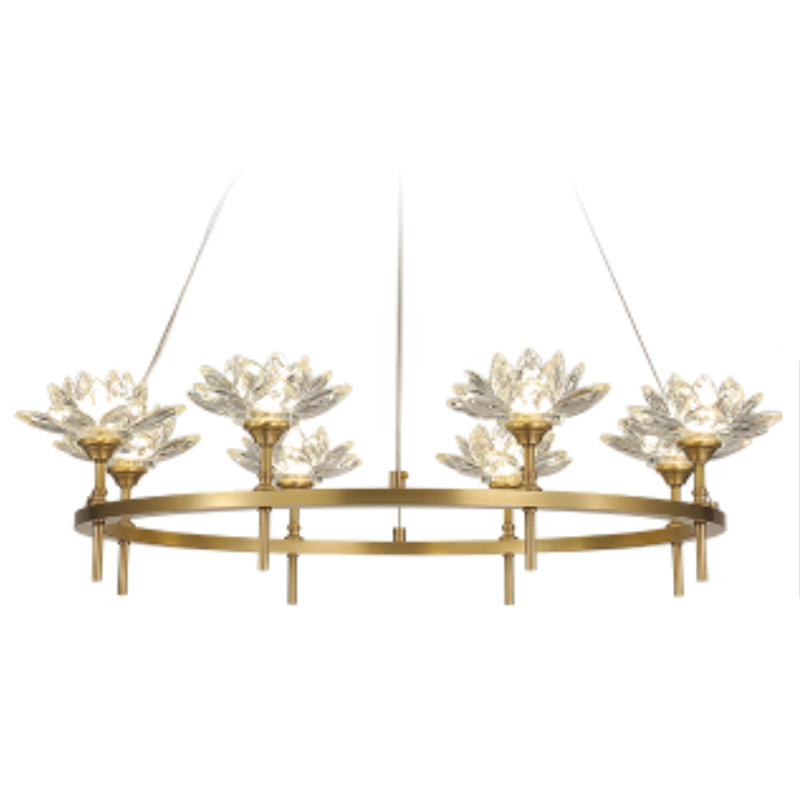 Люстра Хрустальные Цветы Лотоса Lotus flower Clear Glass lamp 8 Латунь Прозрачное Стекло Люстра Хрустальные Цветы Лотоса Lotus flower Clear Glass lamp 8 Латунь Прозрачное Стекло в Липецке | Loft Concept