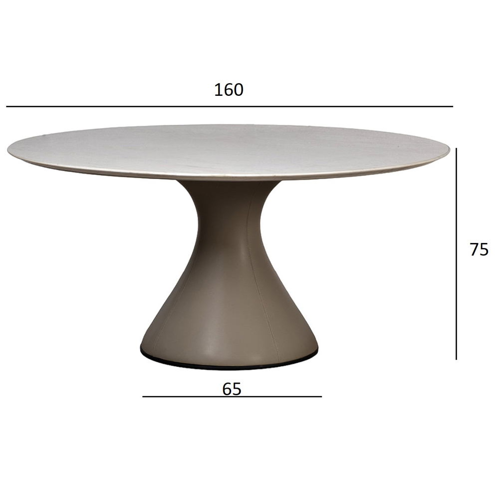 Стол обеденный круглый мраморный на бежевом основании Valedmir в Липецке