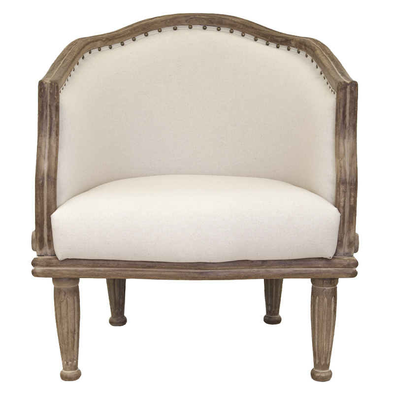 Кресло низкое с мягкой обивкой из льна на 4-х деревянных ножках Emile Armchair beige Бежевый Коричневый Кресло низкое с мягкой обивкой из льна на 4-х деревянных ножках Emile Armchair beige Бежевый Коричневый в Липецке | Loft Concept