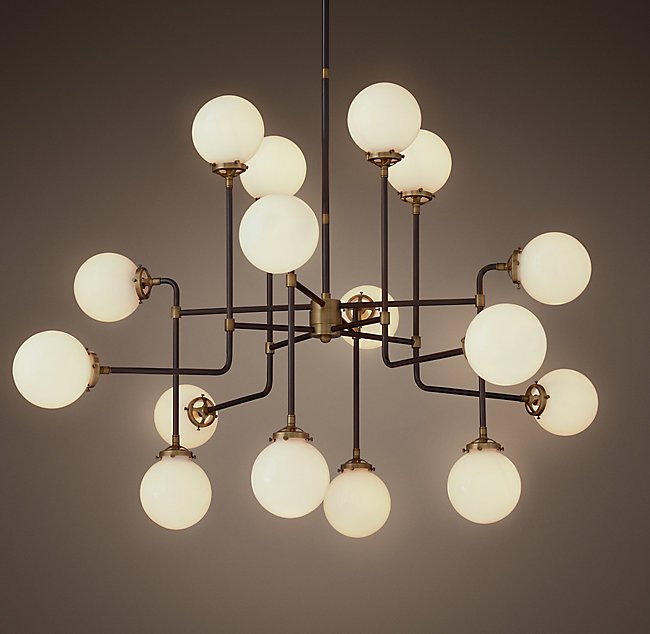Люстра Bistro Globe Clear Glass Chandelier 16 Milk Черный Люстра Bistro Globe Clear Glass Chandelier 16 Milk Черный в Липецке | Loft Concept