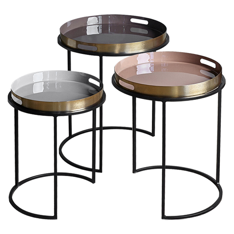 Комплект приставных столиков Bailey Side Tables Латунь Черный Белый Дымчатая Роза Коричневый Комплект приставных столиков Bailey Side Tables Латунь Черный Белый Дымчатая Роза Коричневый в Липецке | Loft Concept