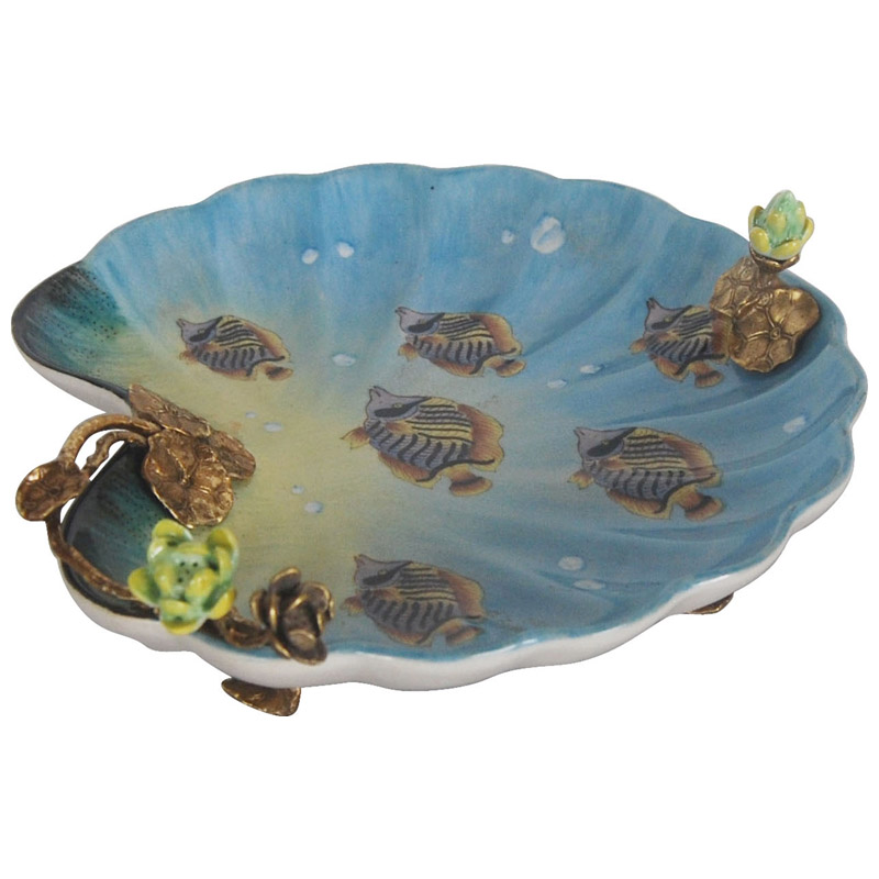 Блюдо Dish Blue Shell Бронза Голубой Блюдо Dish Blue Shell Бронза Голубой в Липецке | Loft Concept