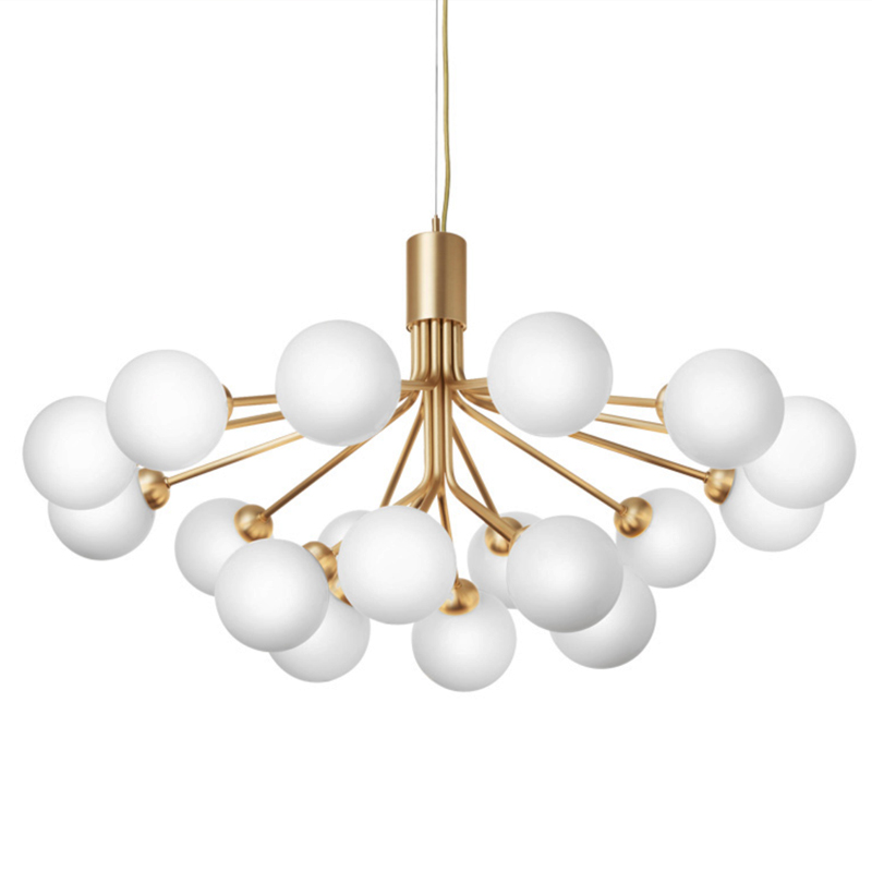 Люстра Berries Chandelier White Balloons Gold 18 Золотой Белое матовое стекло Люстра Berries Chandelier White Balloons Gold 18 Золотой Белое матовое стекло в Липецке | Loft Concept