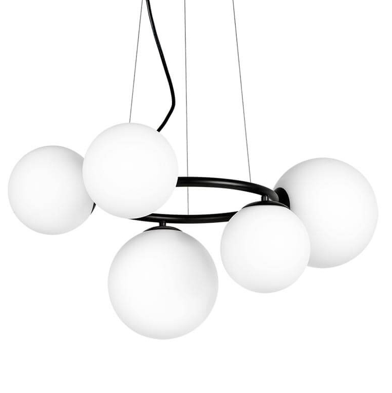 Люстра Bubbles on Ring Chandelier Black Белый Черный Люстра Bubbles on Ring Chandelier Black Белый Черный в Липецке | Loft Concept