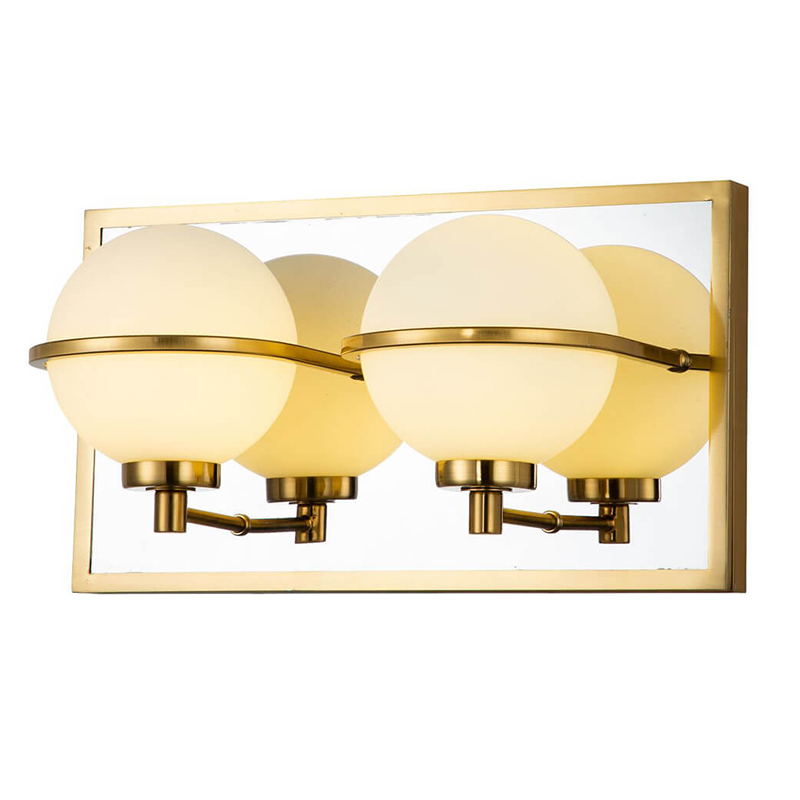 Бра Two Balls Reflection Wall Lamp Латунь Белый Бра Two Balls Reflection Wall Lamp Латунь Белый в Липецке | Loft Concept