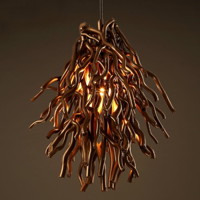 Подвесной светильник Old Wicker Pendant Broom Коричневый Подвесной светильник Old Wicker Pendant Broom Коричневый в Липецке | Loft Concept