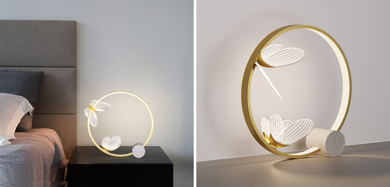 Настольная лампа со стилизованными под бабочек плафонами  Butterfly disk F - фото