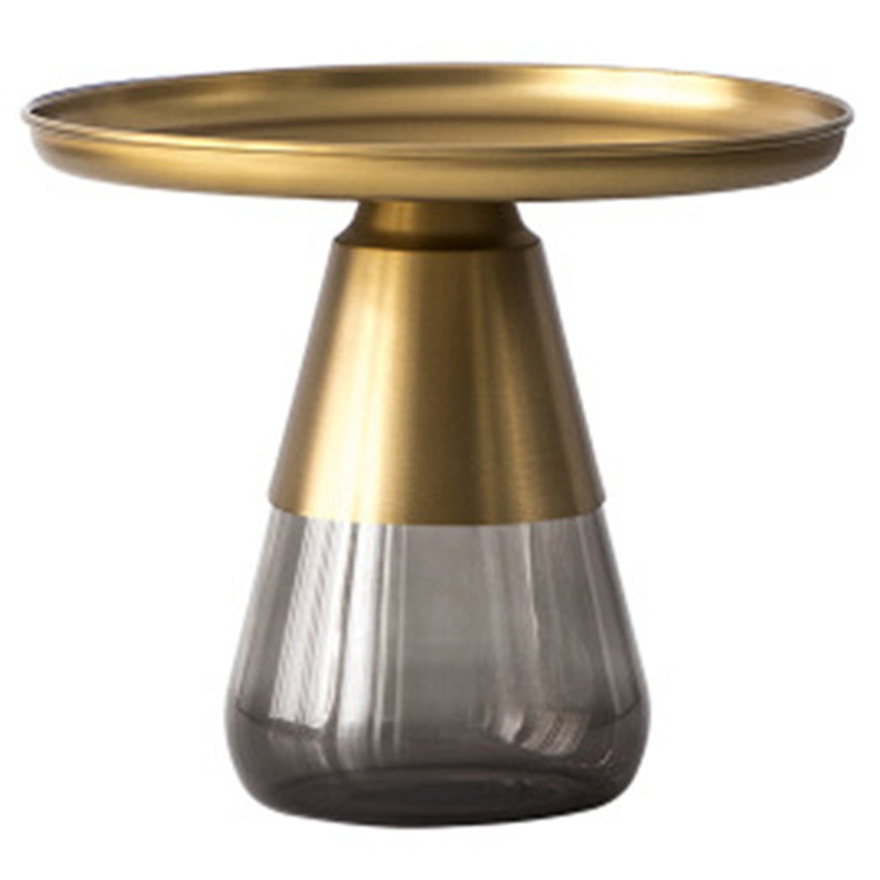 Круглый приставной стол Classico Round Grey Side Table High Серый Латунь Круглый приставной стол Classico Round Grey Side Table High Серый Латунь в Липецке | Loft Concept