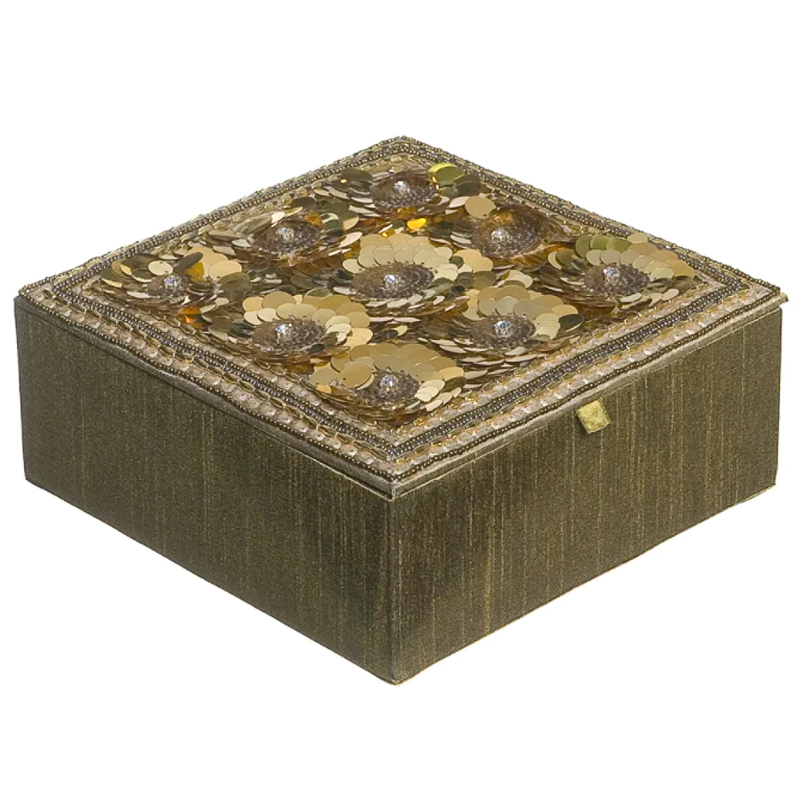 Шкатулка с вышивкой из бисера Flower Beads Embroidery Box Золотой в Липецке | Loft Concept 