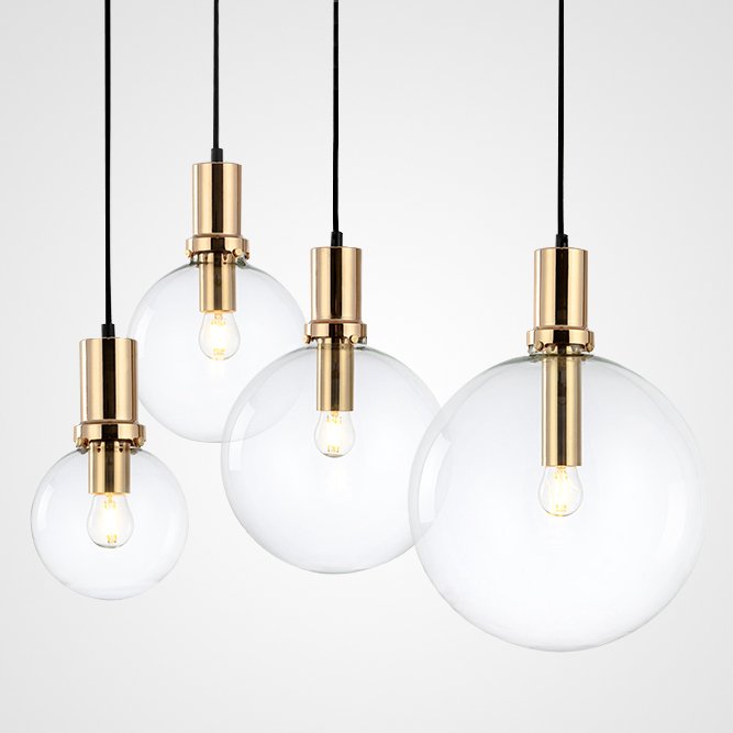 Подвесной светильник Glass Globe Gold Прозрачное Стекло Золотой в Липецке | Loft Concept 