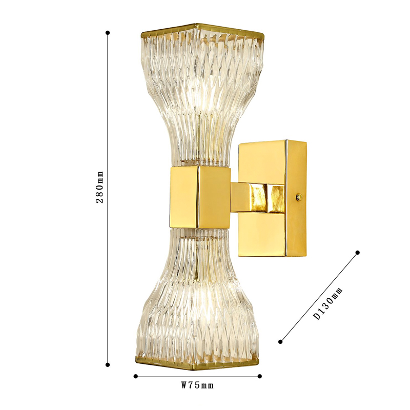 Бра с двумя плафонами из рельефного стекла GLASS HORN Gold Бра с двумя плафонами из рельефного стекла GLASS HORN Gold в Липецке