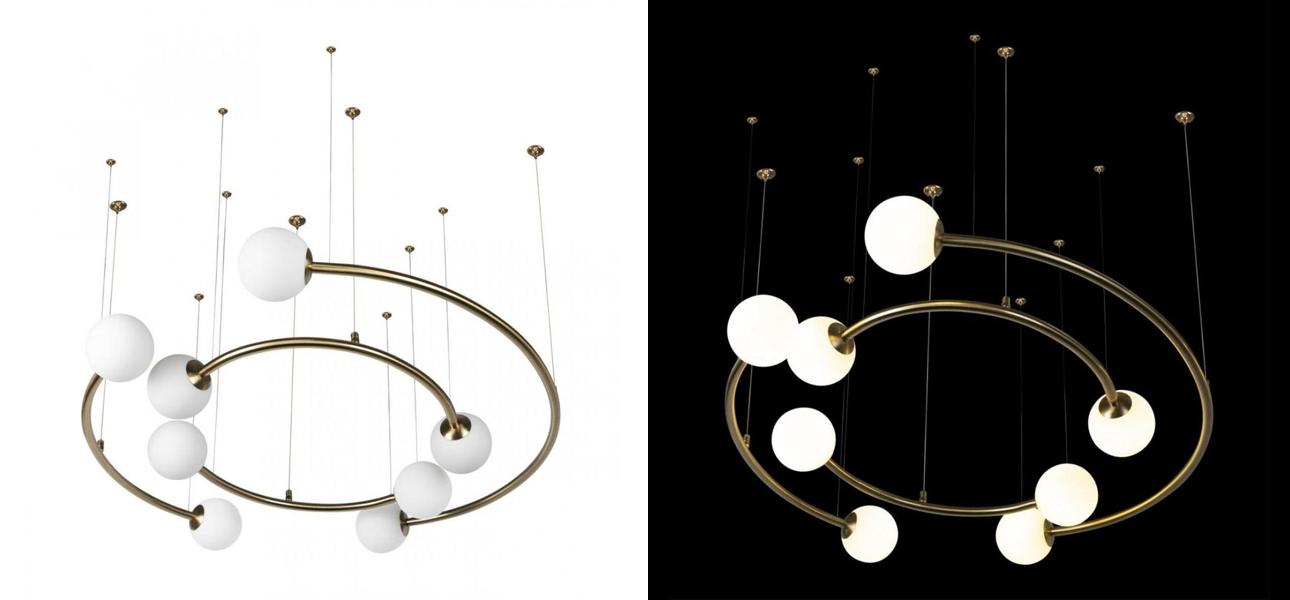 Дизайнерская Модульная Люстра PLANETARY two rings Gold 80 см - фото